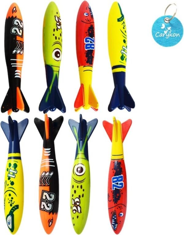 Carykon 8 Pcs Dive Toy Underwater Swimming Pool Toy Gliding Shark Throwing