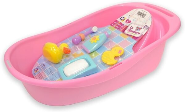 JC Toys 7-Piece Pink Baby Doll Bath Gift Set Fits Most Dolls