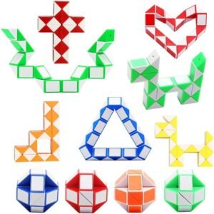 12 Pack 24 Blocks Magic Snake Cube, Mini Plastic Puzzle Cube, Fidget