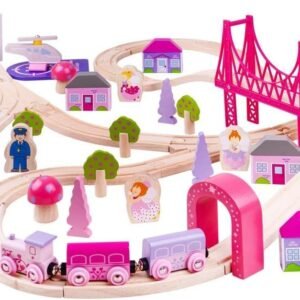 Bigjigs Rail Wooden Fairy Town Train Set - 75 Play Pieces