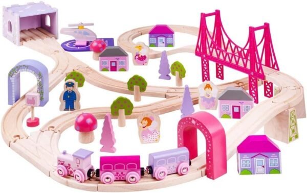 Bigjigs Rail Wooden Fairy Town Train Set - 75 Play Pieces