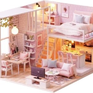 CUTEBEE Dollhouse Miniature with Furniture, DIY Dollhouse Kit Plus Dust Proof and