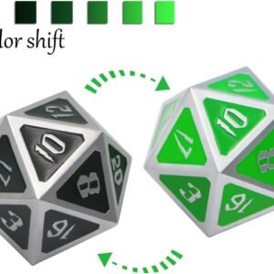 1 Single Big D20 Metal Dice 30mm DNDWoW Color Change Die Between