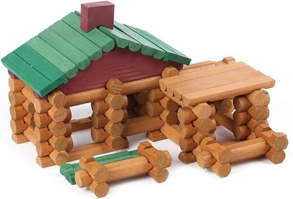 Joqutoys Building House Toy for Toddlers, 90 PCS Wooden Cabin Log Set