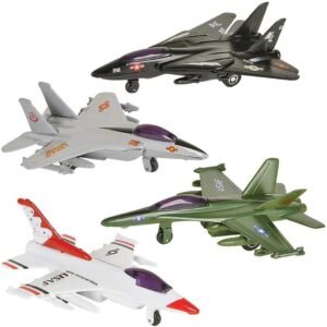 ArtCreativity Diecast Fighter Jets with Pullback Mechanism, Set of 4, Die Cast