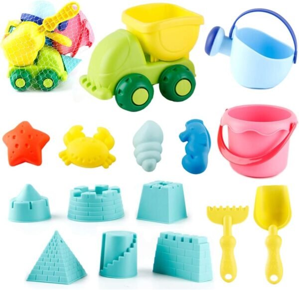 BOBXIN Kids Beach Toys Toddlers Beach Sand Toy Set with Bucket Castle