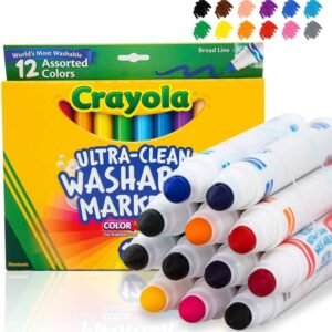 Crayola Ultra Clean Washable Markers, Broad Line, 12 Count Kit