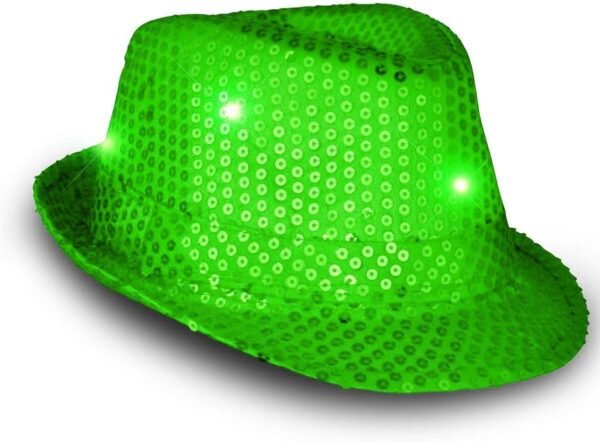 blinkee LED Flashing Fedora Hat with Green Sequins by Kit
