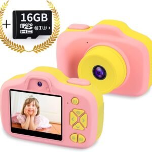 Kids Digital Camera Gifts for 3-12 Year Old Girls,8MP HD Front/Rear Selfie