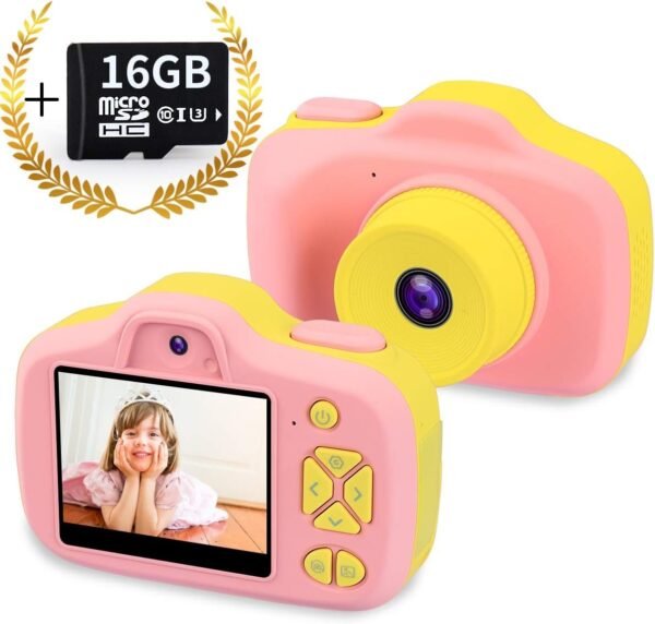 Kids Digital Camera Gifts for 3-12 Year Old Girls,8MP HD Front/Rear Selfie