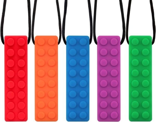 URlighting Sensory Chew Necklace 5 Pack - Teether Necklace Toy, Strong Silicone
