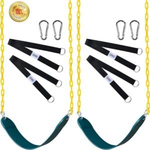 Swings Seat with 66 Chain Plastic Coated 2 Pack,Playground Swing Set Accessories