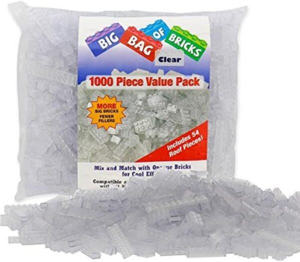 SCS Direct Building Bricks - 1000 Pc Big Bag of Bricks Bulk