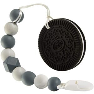 Baby Teething Toys, Cookie Shape Teether Pain Relief with Pacifier Clip Holder