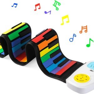 Lujex Rainbow Roll Up Piano,Portable Foldable Standard 49 Keys Flexible Soft Silicone