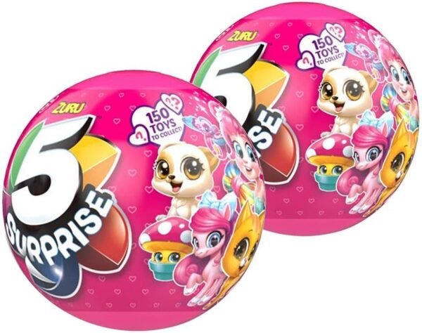 ZURU 5 Surprise Pink Mystery Capsule Surprise Miniature Toy Mystery Ball 2-Pack