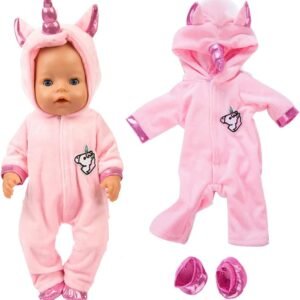 ebuddy 2pc/Set Unicorn Costume Jumpsuit Doll Clothes with Shoes for 43 cm