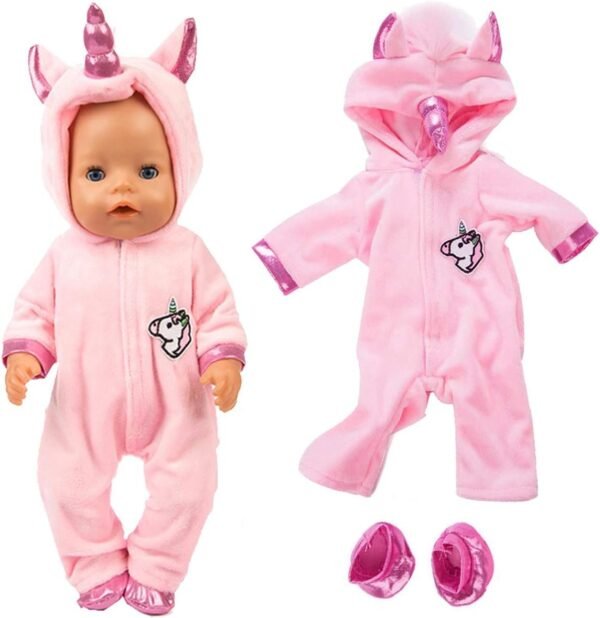 ebuddy 2pc/Set Unicorn Costume Jumpsuit Doll Clothes with Shoes for 43 cm