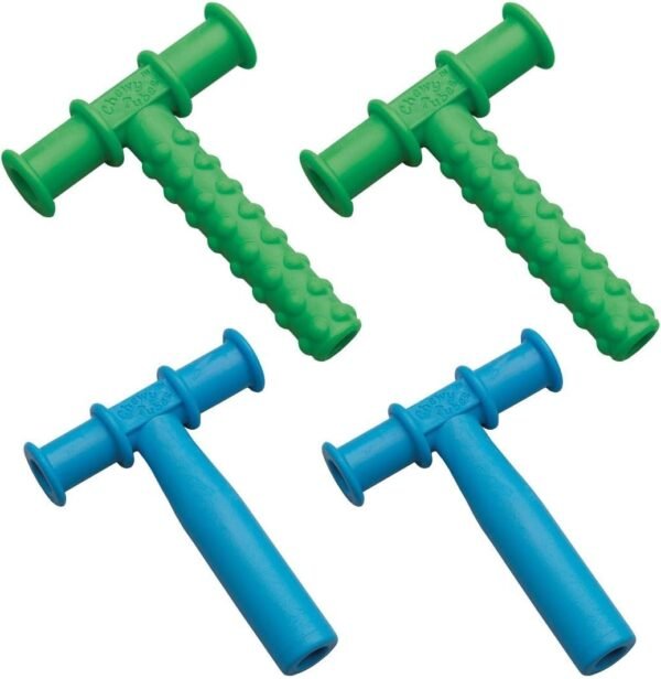 Chewy Tubes Teether Combo, 4 Pack Blue/Green Kit Toy Fun