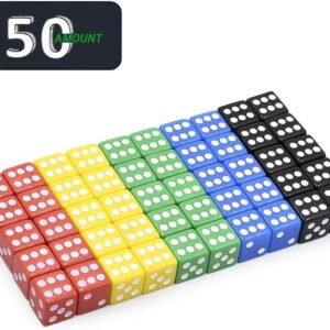 50 Pack Translucent & Solid 6-Sided Game Dice 5 Sets of Vintage
