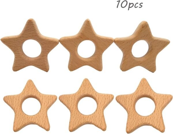 Alenybeby Wooden Teether Animals Pentagram Shape Soothing Pain Relief Toys Wooden Teething