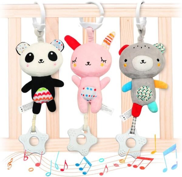 EASICUTI Baby Toys Rattles Set, 3pcs Baby Rattles with Teethers, Soft Plush