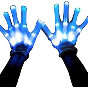 LIQING Led Gloves,Novelty, Led Skeleton Gloves,12 Color Changeable Light Up Shows Halloween