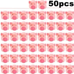 LOUHUA 50 Pieces Mini Rubber Pigs Bulk for Baby Bath Toy Gift