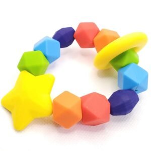 Baby Teether BPA-Free Silicone Teething Ring & Sensory Chew Toy to Soothe,
