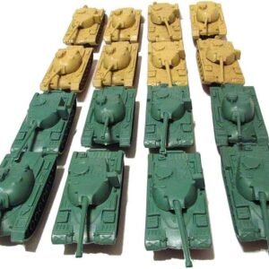 Toy Essentials 16 Pc Green and Desert Army Battle Tanks Play Set