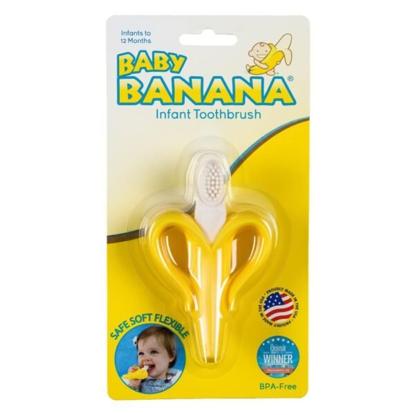 Baby Banana - Yellow Banana Toothbrush, Training Teether Tooth Brush for Infant,