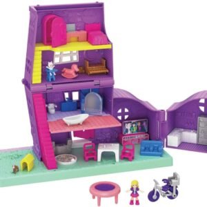 Polly Pocket Pocket House 4 Stories, 11 Accessories & Micro Dolls, for