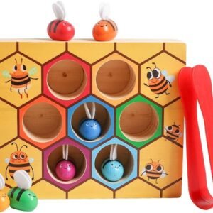 JCREN Montessori Toys for Toddlers,Fine Motor Skill Clamp Bee to Hive Matching