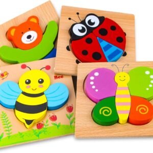 SKYFIELD Wooden Animal Jigsaw Puzzles for Toddlers 1 2 3 Years Old,