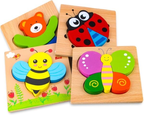 SKYFIELD Wooden Animal Jigsaw Puzzles for Toddlers 1 2 3 Years Old,