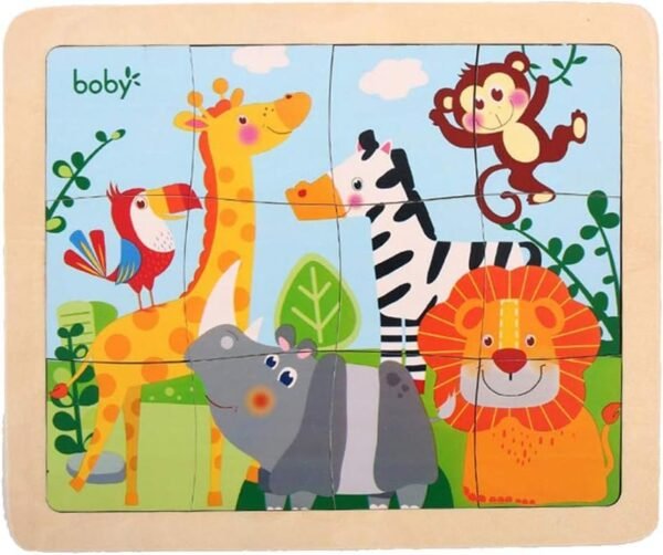 12 Piece Puzzles for Kids Ages 2-6 - Animal Wooden Jigsaw Puzzles
