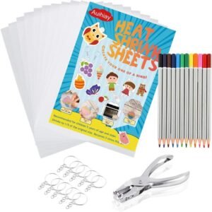 Auihiay 33 PCS Heat Shrink Plastic Sheet Kit Include 10 PCS Shrinky