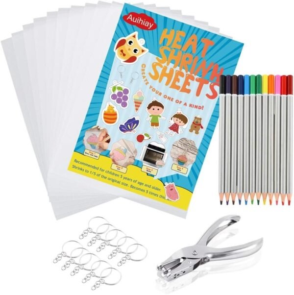 Auihiay 33 PCS Heat Shrink Plastic Sheet Kit Include 10 PCS Shrinky