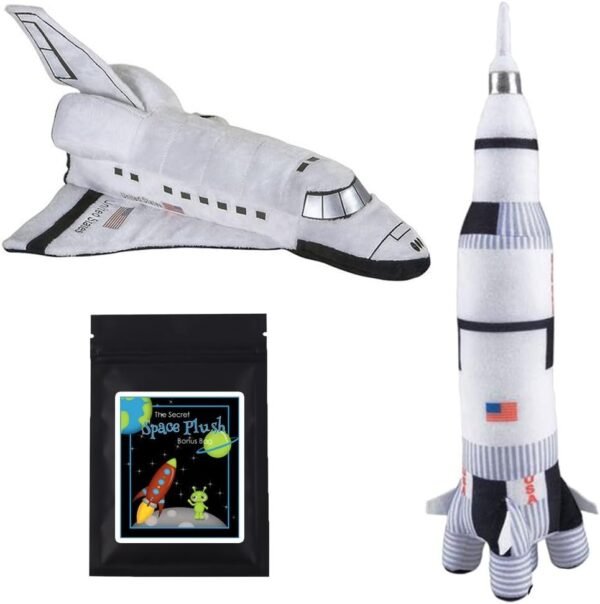 14 Inch Plush NASA Space Shuttle and 17.5 Inch Plush Saturn Rocket