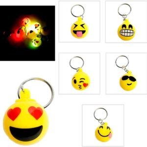 RIN Flashing LED Light Up Toys, Emoji face Keychain, 12Pack, 1 Dozens