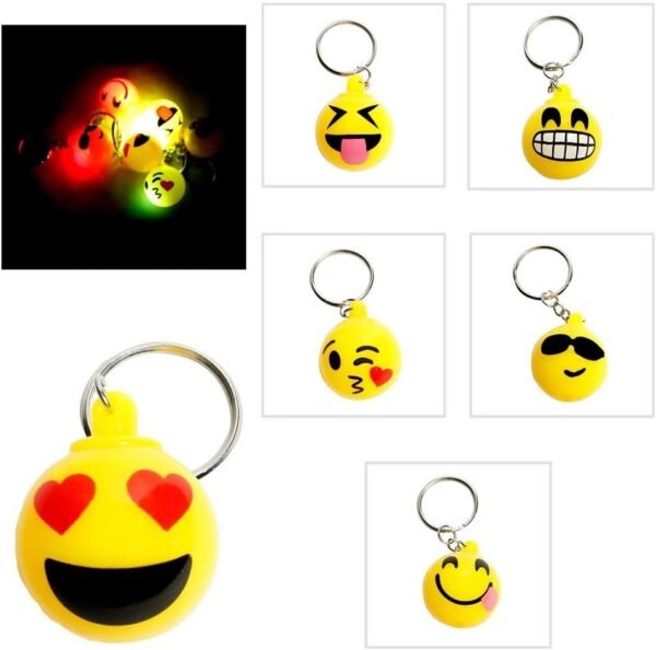 RIN Flashing LED Light Up Toys, Emoji face Keychain, 12Pack, 1 Dozens