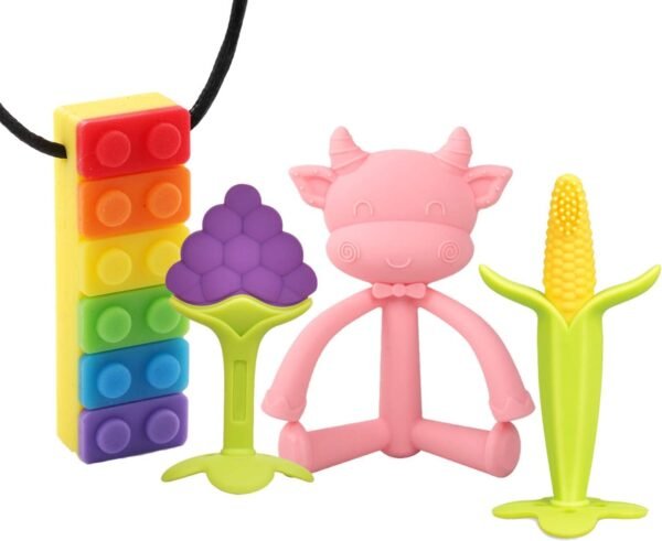 SLGOL Baby Teething Toys Set,Silicone Baby Teethers,Baby teether chew Toys,BPA-Free Sensory Pacifiers