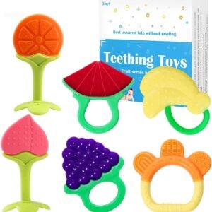 Baby Teether Toys 6 Packs, Bestwin Soft Silicone Natural Organic BPA Free