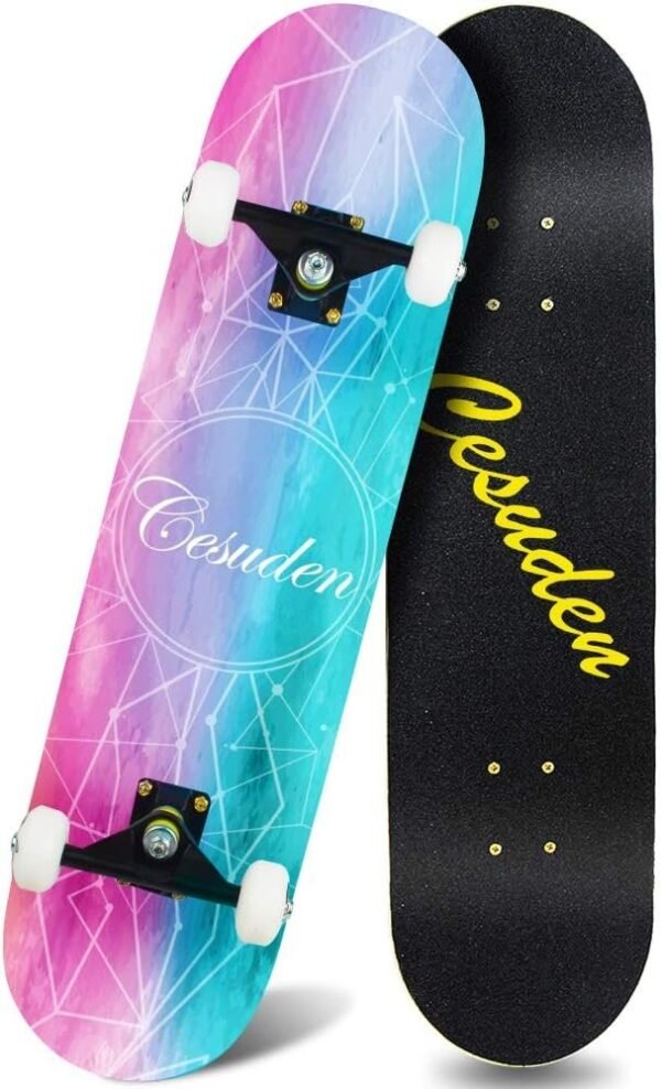 ANDRIMAX Skateboards-Complete Skateboards for Beginners Kids Boys Girls Adults Youth-Standard Skateboards 31x8