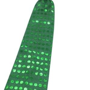 LED Light Up Flashing Sequin Party Ties Green / Green Lights