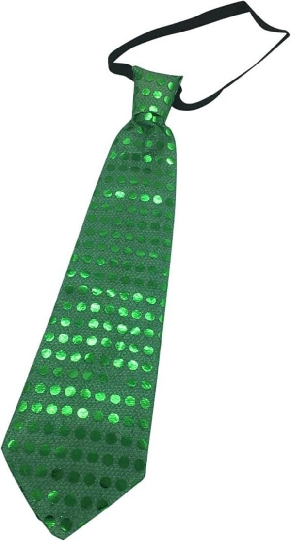 LED Light Up Flashing Sequin Party Ties Green / Green Lights