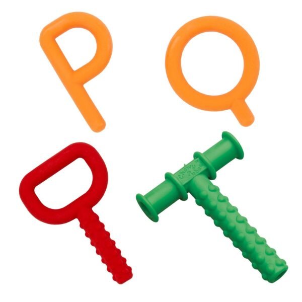 Chewy Tubes Ps & Qs, Super Chew Red and Teether Green Set