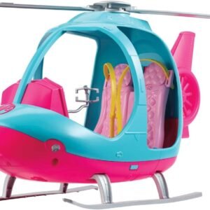 Barbie Dreamhouse Adventures Helicopter, Pink and Blue with Spinning Rotor, for 3