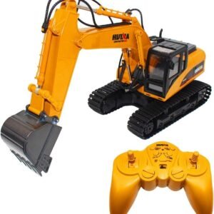 HuiNa Zlimio Full Functional Remote Control Excavator RC Simulation Bulldozer, Yellow DIE-CAST