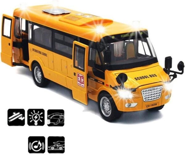 CORPER TOYS School Bus Toy Die Cast Vehicles Yellow Large Alloy Pull